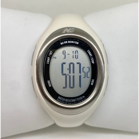 New Balance N4 Heart Rate Digital Sports Watch White tone 35mm 50MWR - Picture 1 of 6